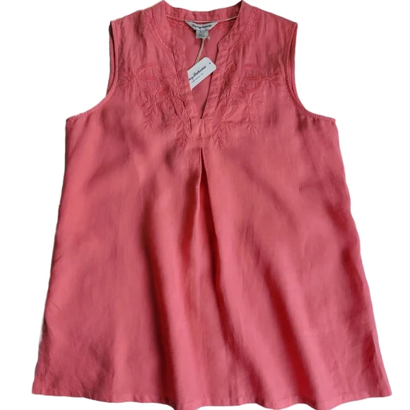 ๐ NWT TOMMY BAHAMA Embroidered Tunic Women's Size S/P Top Tutti Frutti Peach ๐ - Picture 1 of 10